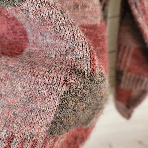 Jantzen Mens Grandpa Sweater Red Medium Ribbed Long Sleeve USA Wool Dadcore VTG - Picture 7 of 8